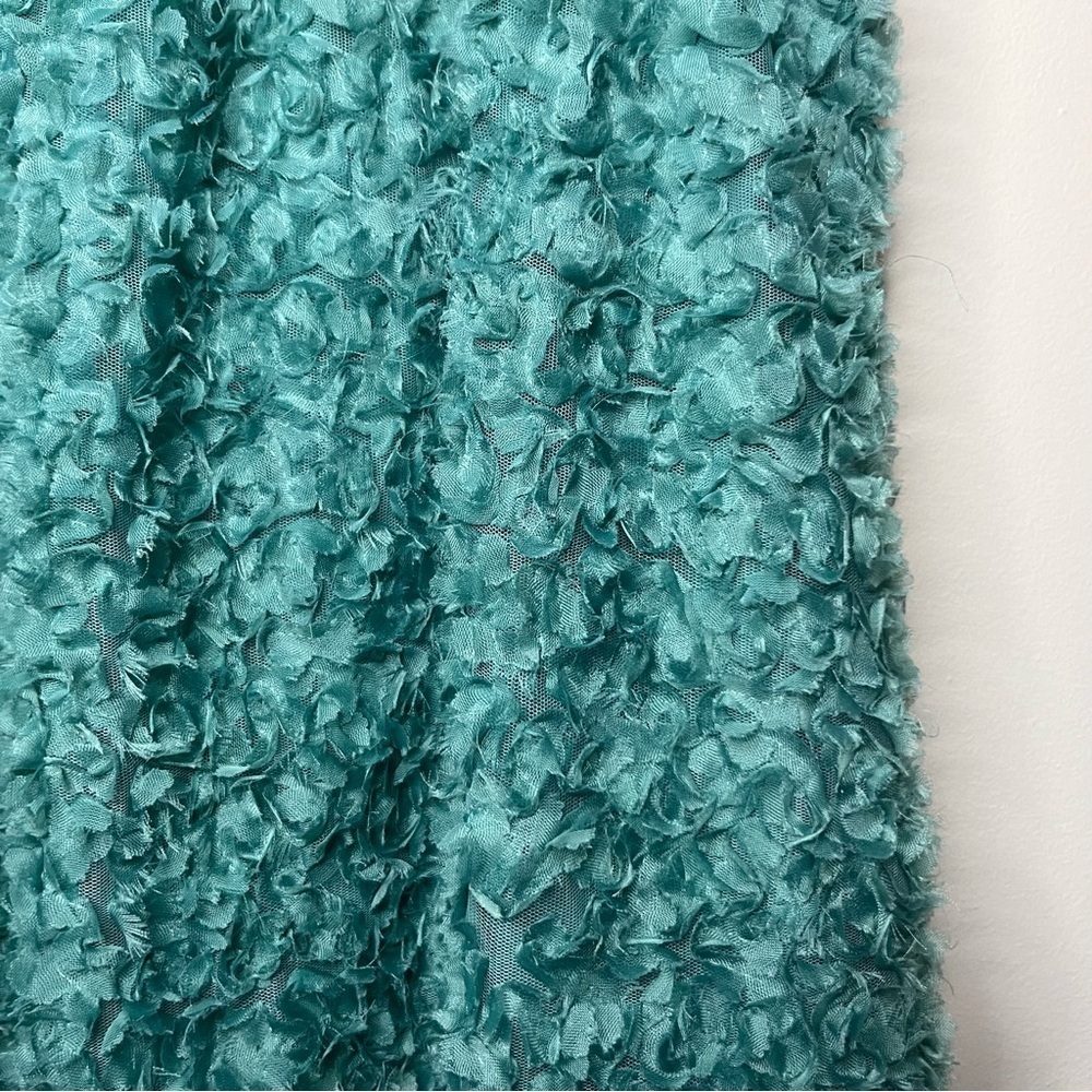 ZARA Textured Weave Sea Foam Green Floral Spaghetti Strap Summer Midi Dress - Picture 8 of 10